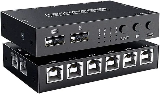 Alt view image 2 of 7 - 8 Ports USB Synchronizer DNF Keyboard Mouse USB Shared Display Synchronization Controller KVM Switcher Black