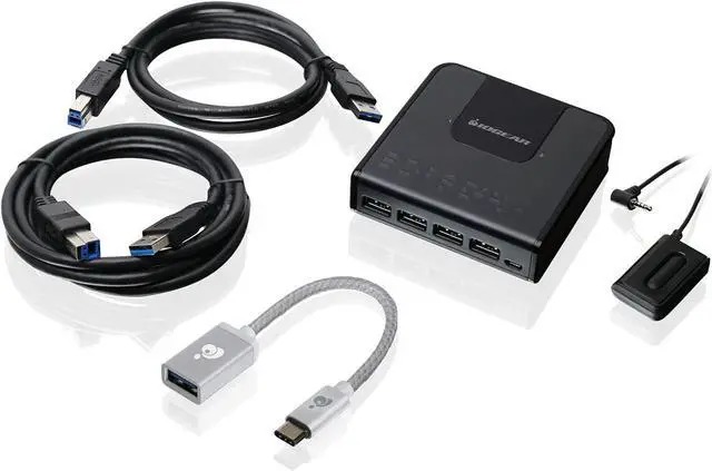 Main image of IOGEAR 4x2 USB 3.0 Peripheral Sharing Switch with USB-C Adapter, GUS432CA1KIT