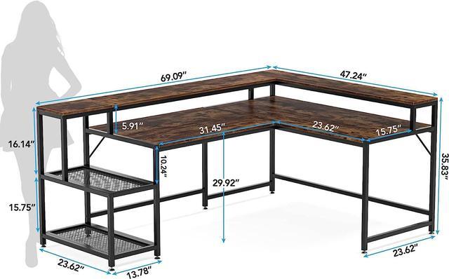 LITTLE TREE L-Shaped Computer Desk, Extra Large, Brown