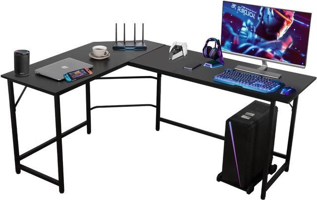 66 L Shaped Gaming Corner Computer Desk with CPU Stand and Foot