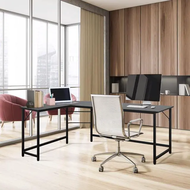 Alt view image 6 of 7 - ZenStyle 66" Modern L-Shaped Corner Computer Desk Home Office LaptopTable Gaming Workstation with CPU Stand 66.5'' x 47.3'' x 29.3'' (Black)