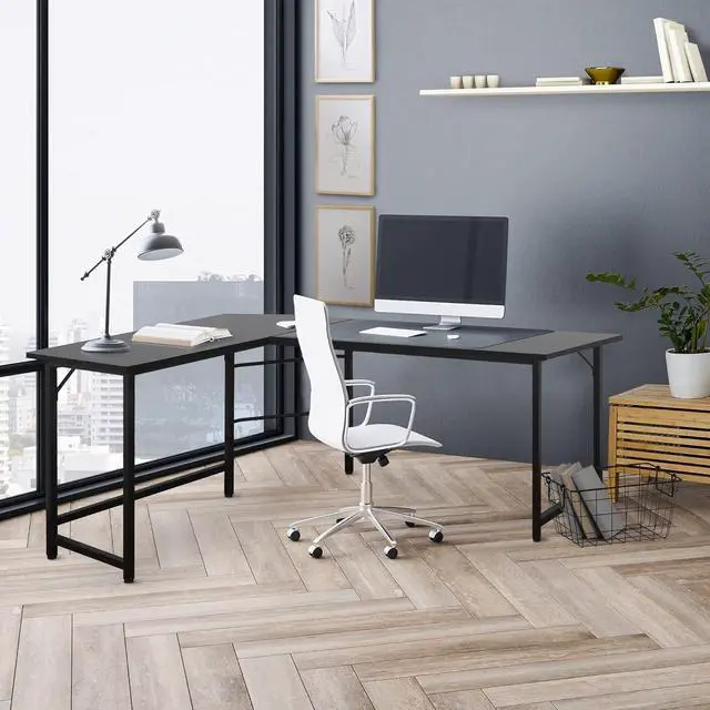 Alt view image 4 of 7 - ZenStyle 66" Modern L-Shaped Corner Computer Desk Home Office LaptopTable Gaming Workstation with CPU Stand 66.5'' x 47.3'' x 29.3'' (Black)