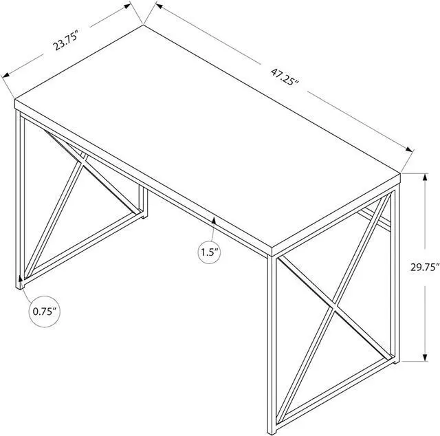 Alt view image 2 of 4 - Monarch Specialties Modern Industrial Style-Home & Office Writing Table with Sturdy Crisscross Metal Computer Desk, 48" L, Cherry/Black Frame