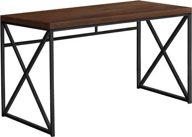 Alt view image 4 of 4 - Monarch Specialties Modern Industrial Style-Home & Office Writing Table with Sturdy Crisscross Metal Computer Desk, 48" L, Cherry/Black Frame