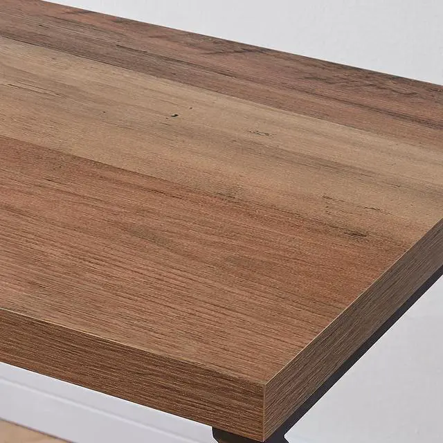 Alt view image 3 of 7 - HSH Minimalist PC Desk, Industrial Home Office Desk, Sturdy Wood and Metal Desk, Rustic Vintage Oak 55 Inch Work Study Writing Desks Computer Table for Living Room Bedroom