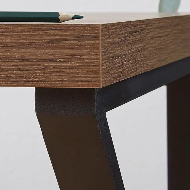 Alt view image 6 of 7 - HSH Minimalist PC Desk, Industrial Home Office Desk, Sturdy Wood and Metal Desk, Rustic Vintage Oak 55 Inch Work Study Writing Desks Computer Table for Living Room Bedroom