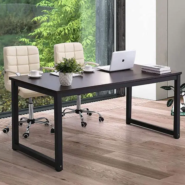 Main image of NSdirectModern Computer Desk 63 inch Large Office Desk Writing Study Table for Home Office Desk Workstation Wide Metal Sturdy Frame Thicker Steel Legs, Black.