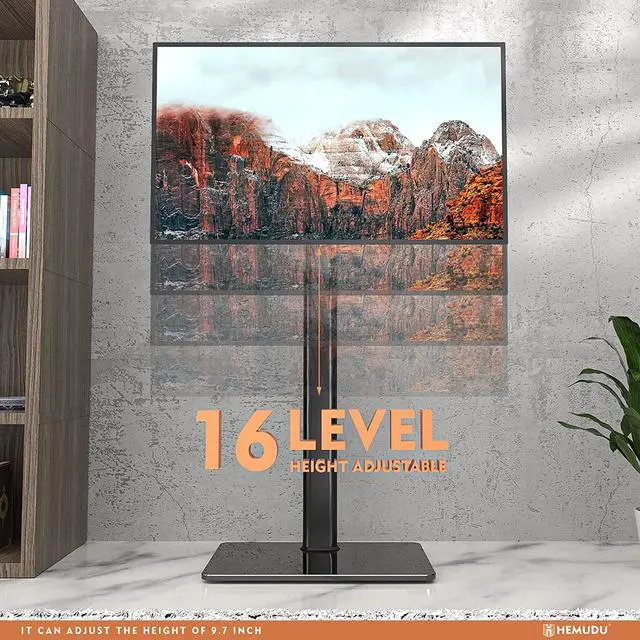Alt view image 6 of 7 - Universal TV Stand Monitor with Mount 100 Degree Swivel Height Adjustable and Tilt Function for 19 to 43 inch LCD, LED OLED TVs,Space Saving Standing Bedroom Living Room Corner,Black