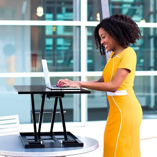 Alt view image 6 of 7 - X-Elite Pro, Ergonomic Adjustable Height Standing Desk Converter for Home or Office, Easy Lift Sit to Stand Laptop Desk Riser for Laptop and Computer Monitor (Black, 28in x 20in)