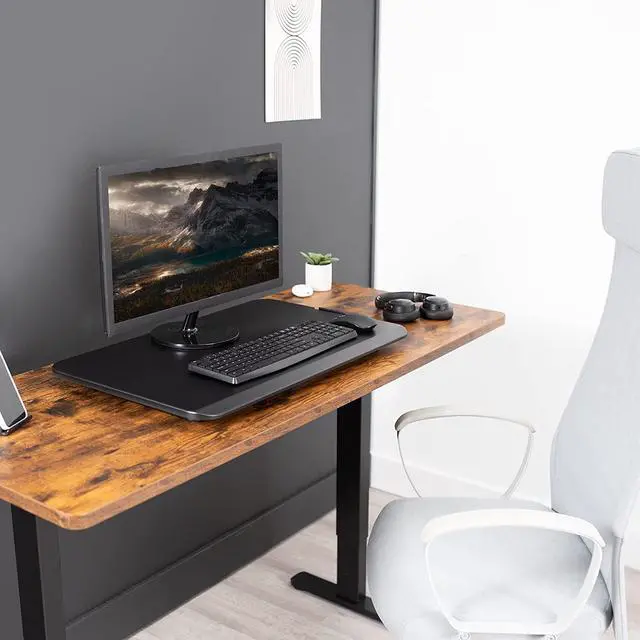 Alt view image 6 of 7 - Economy Single Top Height Adjustable 29 inch Standing Desk Converter, Sit Stand Tabletop Monitor and Laptop Riser Platform Workstation, DESK-V000U by DT