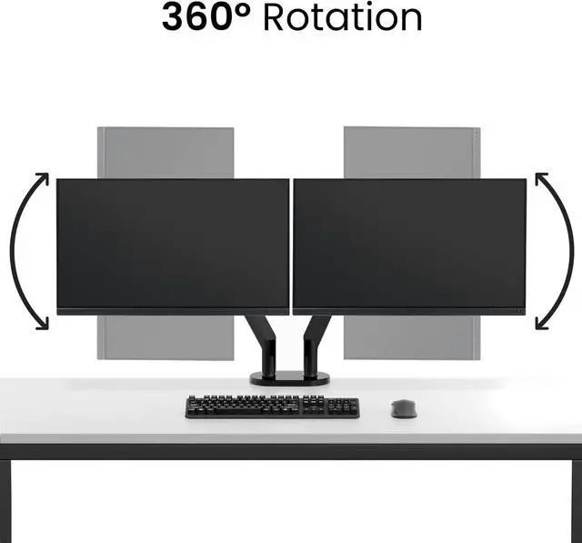 Alt view image 4 of 7 - EVEO Premium Dual Monitor Stand 14-32 Dual Monitor Mount Vesa Bracket Adjustable Height Gas Spring Monitor Stand for Screen Full Motion Dual Monitor Arm-Computer Monitor Stand for 2 Screens - Black