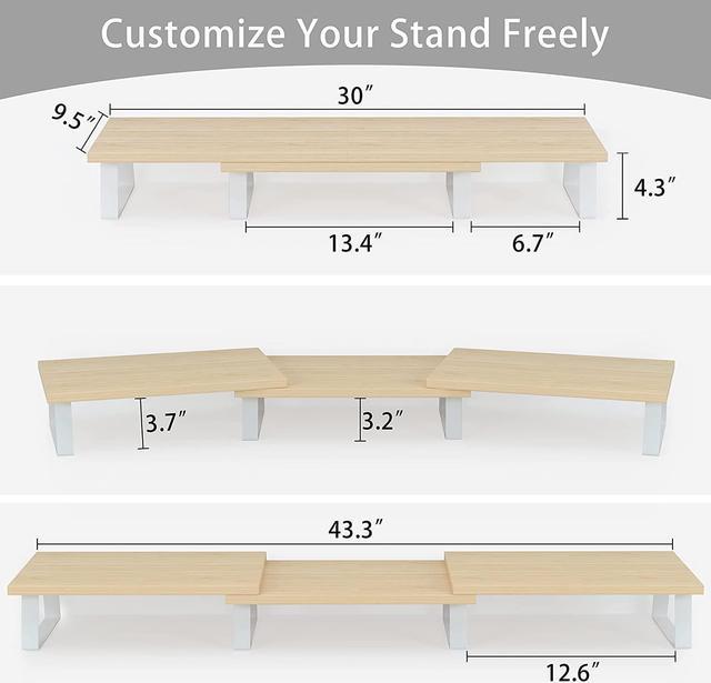 Oak Wood Monitor Riser, Large Monitor Stand Duet, Natural Ecological Desk  Accessories, Computer Stand Desk Shelf 