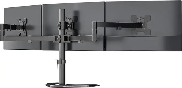 Main image of WALI Triple Monitor Stand, Free Standing Three LCD Monitor Fully Adjustable Desk Mount Fits 3 Screens up to 27 inch, 22 lbs Weight Capacity per Arm (MF003), Black