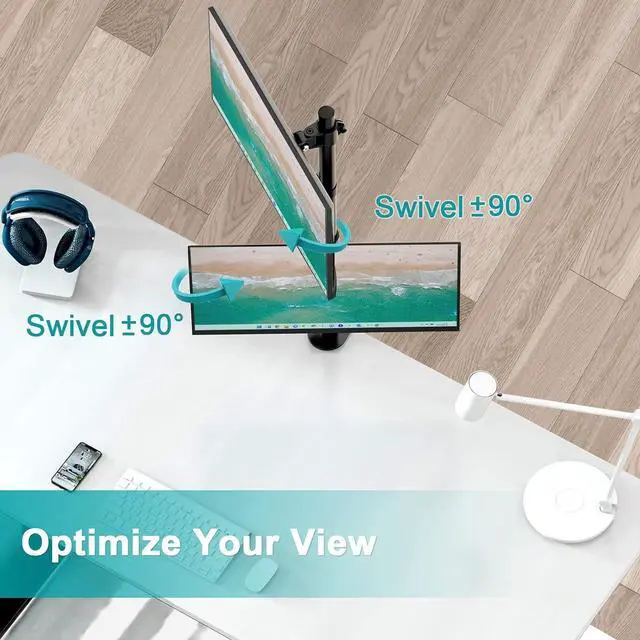 Alt view image 7 of 7 - MOUNT PRO Vertical Dual Monitor Stand, Stacked Monitor Mount for 2 Monitors Up to 32 inches, Computer Monitor Arm with Swivel, Tilt, Height Adjustable, Each Monitor Desk Mount Holds up to 17.6 lbs