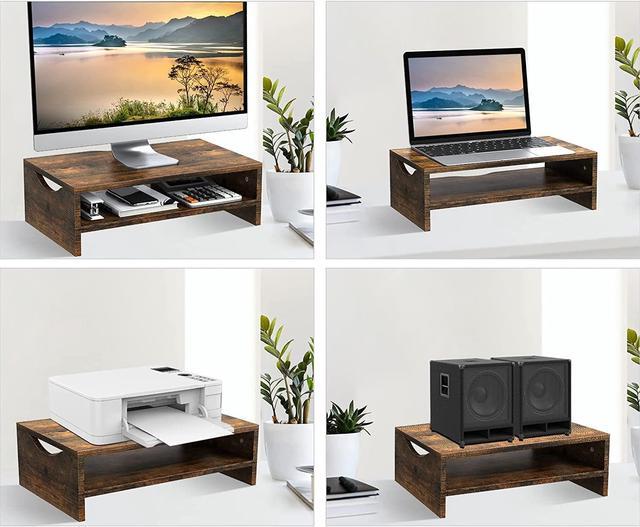 Alt view image 7 of 7 - Zimilar Monitor Stand Riser, 2 Tiers Laptop Computer Monitor Riser for PC Screen, iMac, Desktop Wooden Screen Monitor Stand Riser with Storage for Home Office
