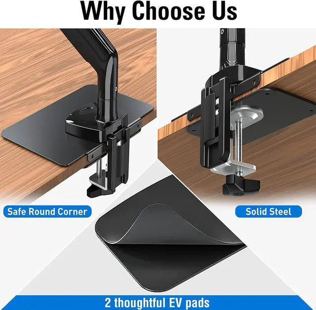 Alt view image 5 of 7 - MOUNTUP Monitor Mount Reinforcement for Tempered Glass Desk, Monitor Arm Plate, Steel Bracket for Thin and Most Fragile Table, for Desk C Clamp Installation of Monitors Stand