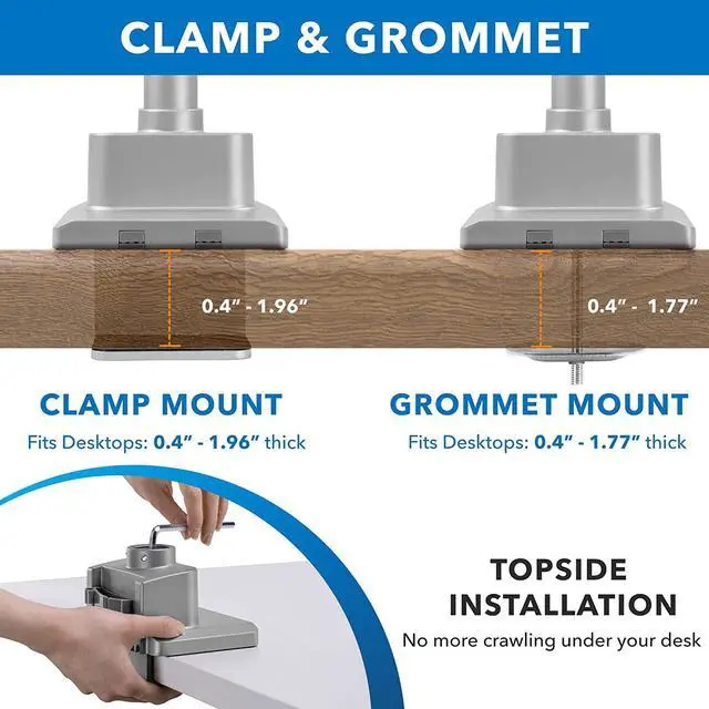Alt view image 7 of 7 - Mount-It! Dual Monitor Mount - Monitor Stands for 2 Monitors, Computer Arms on Desk Stand, Gas Spring Height Adjustable Desk Mount in Silver, VESA 75, 100 Fits Screens Up to 32", Silver Color