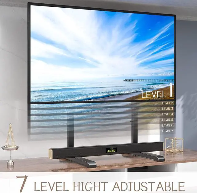 Alt view image 4 of 7 - Universal Table Top TV Stand Base Replacement for Most 24 to 86 Inch LCD LED TVs, 7 Height Adjustable TV Legs with Cable Management Hold up to 132lbs, Max VESA 800x600mm, Black AX10TB01