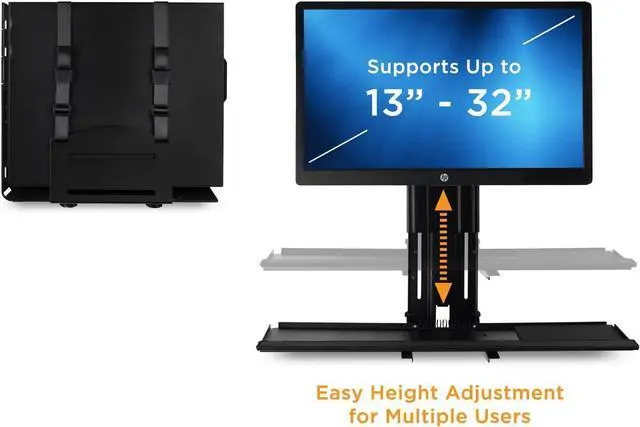 Alt view image 4 of 7 - Monitor and Keyboard Wall Mount with CPU Holder, Height Adjustable Standing VESA Keyboard Tray, 25 Inch Wide Platform with Mouse Pad (MI-7919)