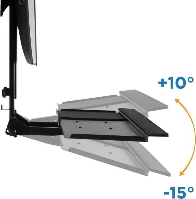 Alt view image 5 of 7 - Monitor and Keyboard Wall Mount with CPU Holder, Height Adjustable Standing VESA Keyboard Tray, 25 Inch Wide Platform with Mouse Pad (MI-7919)