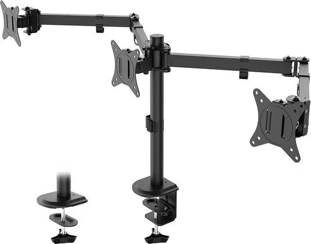 Main image of Triple Monitor Mount, 3 Monitor Desk Mount for 3 Screens up to 24 inches, Fully Adjustable VESA Monitor Stand (IMT66-03), Black