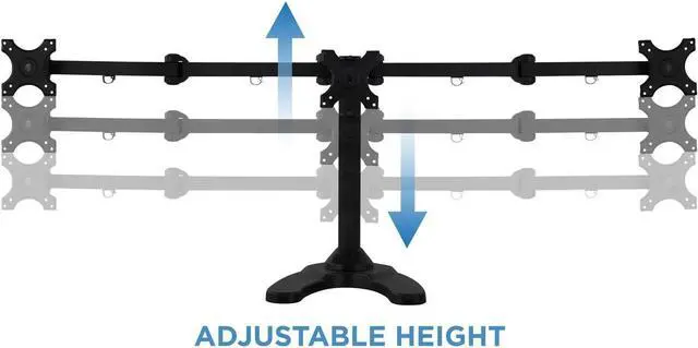 Alt view image 4 of 7 - Mount-It! Triple Monitor Stand | 3 Monitor Stand Mount | Free Standing and Grommet Bases | Fits 19 20 21 22 23 24 Inch Computer Screens | Three Heavy Duty Adjustable Arms | VESA 75 100 Compatible
