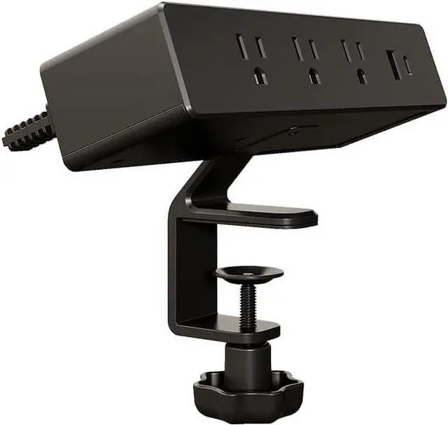 Main image of Vari Power Hub - Black Multiple Outlet Power Charging Station with Desk Mount - 5 AC outlets, 2 USB Ports, 12" Cord - Fast Charging for Work or Home Office - Easy to Install with No Tools Needed