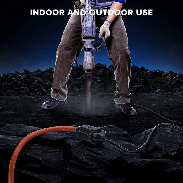 Alt view image 7 of 7 - Maximm Extension Cord 10 ft, SJTW Outdoor Extension Cord, Heavy Duty Extension Cord, 3 Prong Extension Cord, Long Extension Cord (10 Feet,Orange)