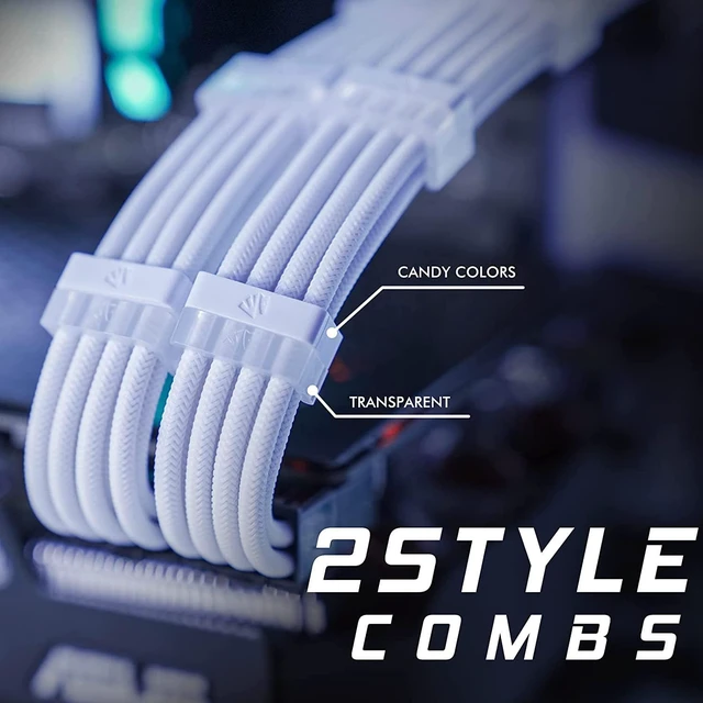 Alt view image 4 of 7 - AsiaHorse 18AWG PSU PSU Cable Extension Sleeved Custom Mod GPU PC Power Supply Soft Braided with Two Color Comb Kit 24P/8P to 6+2P/ 8P to 4+4P 30CM 300MM