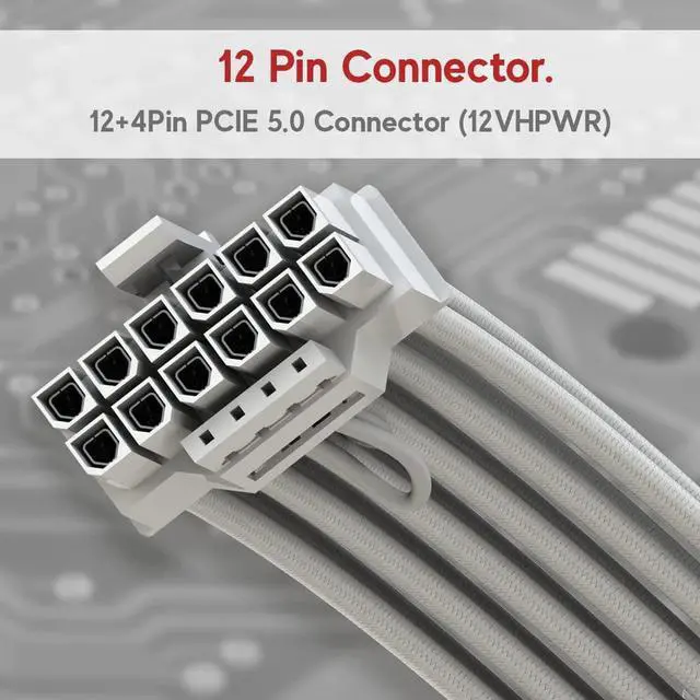 Alt view image 5 of 7 - LINKUP - AVA PCIE 5.0 4 x 8Pin to 12VHPWR (16Pin / 12+4) 16AWG Sleeved High Current Power Cable Extension for RTX4000 - PCIE 4.0 PSU - 40cm (White) -Compatible with all RTX5000 RTX4000 RTX3000 FE GPUs
