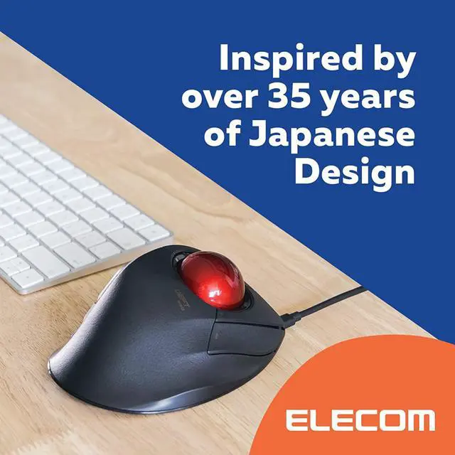 Alt view image 5 of 7 - ELECOM DEFT PRO Trackball Mouse, Wired, Wireless, Bluetooth 3 Types Connection, Ergonomic Design, 8-Button Function, Red Ball, Windows11, MacOS (M-DPT1MRXBK)