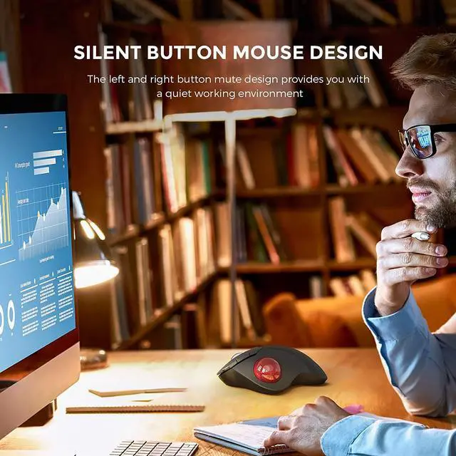 Alt view image 4 of 7 - ECHTPower Trackball Mouse, Easy Thumb Control Ball Mouse, Precision and Smooth Tracking, Wireless Mouse Support 3 Device Connection(2.4G or BT), Rollerball Mouse for PC/Laptop/Mac/Windows