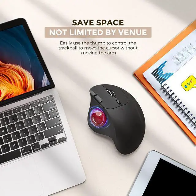 Alt view image 5 of 7 - ECHTPower Trackball Mouse, Easy Thumb Control Ball Mouse, Precision and Smooth Tracking, Wireless Mouse Support 3 Device Connection(2.4G or BT), Rollerball Mouse for PC/Laptop/Mac/Windows