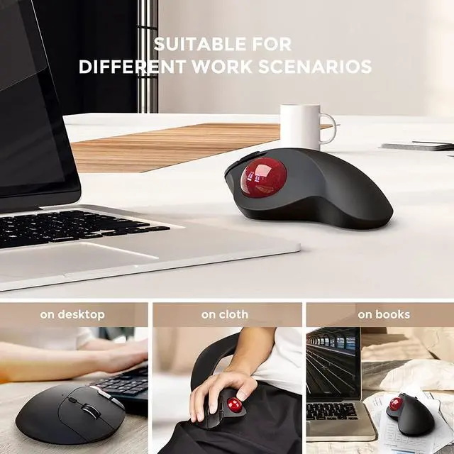 Alt view image 6 of 7 - ECHTPower Trackball Mouse, Easy Thumb Control Ball Mouse, Precision and Smooth Tracking, Wireless Mouse Support 3 Device Connection(2.4G or BT), Rollerball Mouse for PC/Laptop/Mac/Windows
