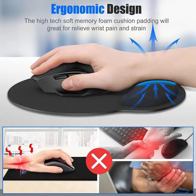 Alt view image 3 of 7 - Ergonomic Wireless Keyboard and Mouse, 2.4G Rechargeable Full Size Keyboard Mouse Set with Wrist Support Mouse Pad , Multi-Device, Windows/Mac/Android(Black)