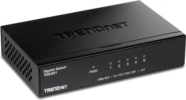Main image of TRENDnet Gigabit Desktop Switch, TEG-S51, 5 x Gigabit RJ-45 Ports, Ethernet Splitter, 10Gbps Switching Capacity, Fanless Design, Metal Enclosure, Lifetime Protection