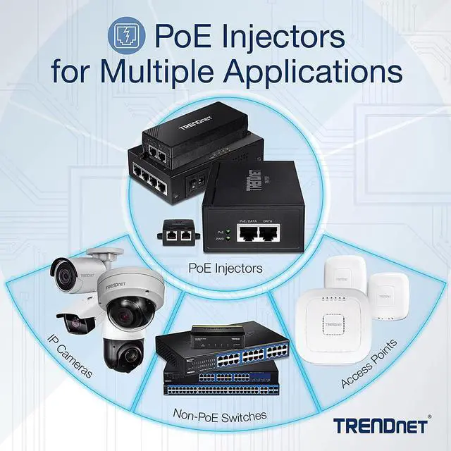 Alt view image 4 of 7 - TRENDnet 65W 4-Port Gigabit PoE+ Injector, TPE-147GI, 4 x Gigabit Ports(Data in), 4 x gigabit PoE Ports(Data + PoE Out), Multi-Port PoE+ Injector up to 100m(328 ft.), Add PoE+ Power to Non-PoE Switch