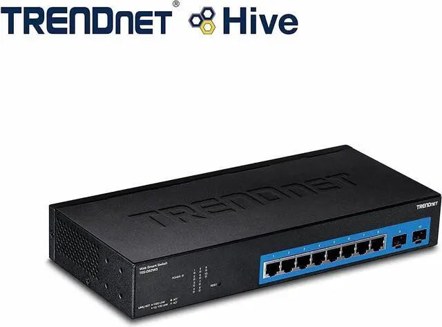 Alt view image 4 of 7 - TRENDnet 10-Port Gigabit Web Smart Switch, 20 Gbps Switching Capacity, 8 x RJ-45 Ports, 2 x SFP, Slots, VLAN, QoS, LACP, IPv6 Support, Fanless, Rack Mountable, Lifetime Protection, TEG-082WS Black
