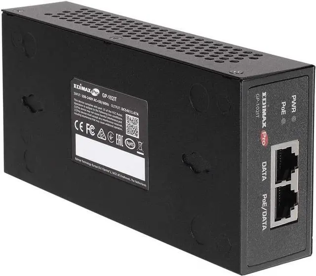 Alt view image 4 of 5 - Edimax Pro Gigabit PoE++ 60W (30W/15W Compatible) Injector Adapter, Adds Power to PoE Powered Device (PD) Device for up to 100 Meters (328ft), Supports 802.3af 802.3at 802.3bt, GP-102IT