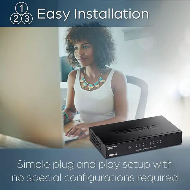 Alt view image 3 of 7 - TRENDnet 8-Port Gigabit Desktop Switch, TEG-S83, 8 x Gigabit RJ-45 Ports, 16Gbps Switching Capacity, Fanless Design, Metal Enclosure, Lifetime Protection, Black