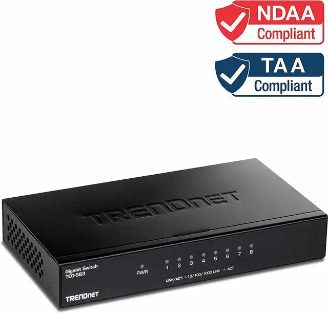Alt view image 7 of 7 - TRENDnet 8-Port Gigabit Desktop Switch, TEG-S83, 8 x Gigabit RJ-45 Ports, 16Gbps Switching Capacity, Fanless Design, Metal Enclosure, Lifetime Protection, Black
