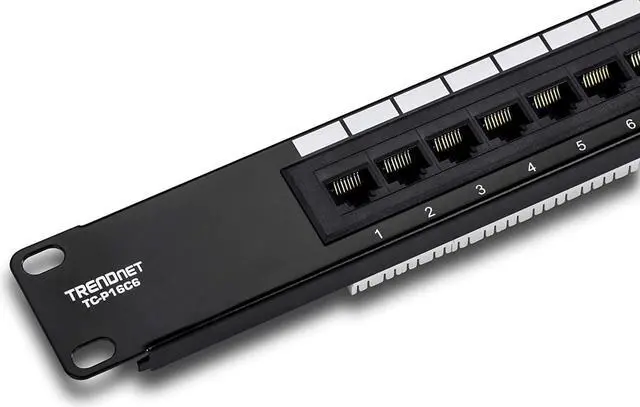 Alt view image 5 of 7 - TRENDnet 16-Port Cat6 Unshielded Patch Panel, TC-P16C6, Wallmount or Rackmount, 1U 19" Cat3/Cat4/Cat5/Cat5e/Cat6 Compatible, 250Mhz Connection, Ethernet/Fast Ethernet/Gigabit Ethernet (1000Base-T)