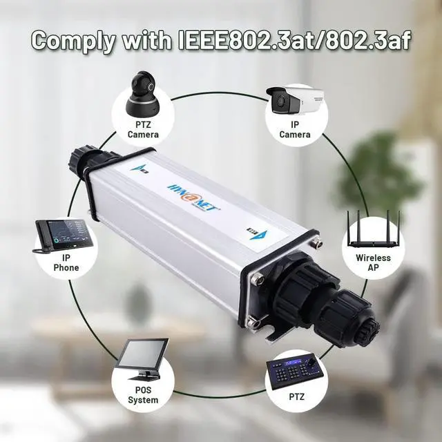 Alt view image 4 of 6 - IPX201 30W Industrial Gigabit PoE Extender with Outdoor Waterproof Grade IP65 Extends The Range of PoE and Ethernet an Additional 100 Meters