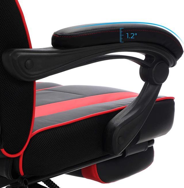 Alt view image 5 of 7 - SONGMICS Racing Gaming Chair, Adjustable Ergonomic Office Chair with Footrest, Tilt Mechanism, Lumbar Support, 330 lb Load, Black and Red UOBG073B01