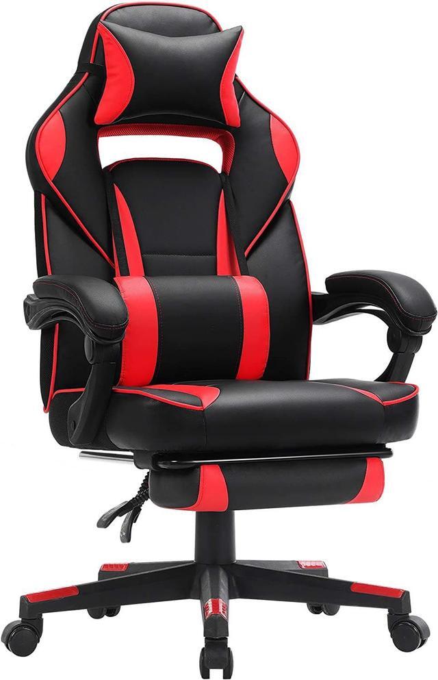 Alt view image 6 of 7 - SONGMICS Racing Gaming Chair, Adjustable Ergonomic Office Chair with Footrest, Tilt Mechanism, Lumbar Support, 330 lb Load, Black and Red UOBG073B01