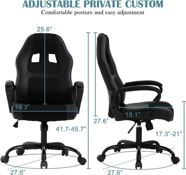 Alt view image 2 of 7 - Ergonomic Office Chair Cheap Desk Chair, Mesh PC Gaming Chair with Lumbar Support, Adjustable High Back PU Leather Computer Chair Racing Task Swivel Executive Video Game Chairs for Home