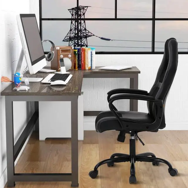 Alt view image 7 of 7 - Ergonomic Office Chair Cheap Desk Chair, Mesh PC Gaming Chair with Lumbar Support, Adjustable High Back PU Leather Computer Chair Racing Task Swivel Executive Video Game Chairs for Home