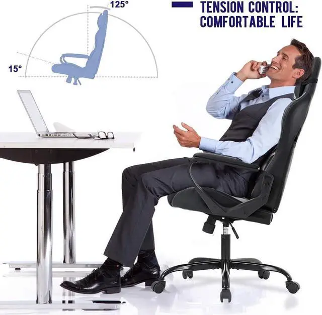 Alt view image 4 of 7 - Gaming Chair High Back Computer Chair Racing Office Chair with Lumbar Support, Ergonomic PU Leather Gaming Desk Chair Swivel Rolling Task Game Chair for Home Office - White