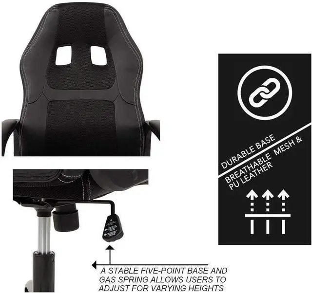 Alt view image 5 of 5 - Office Chair Gaming Desk Racing Gaming Chair, PC Gaming Ergonomic Racing Heavy Duty Office Video Game Chair, PU Leather Racing Chair for Home Office Computer Gaming Chairs Video Game Chairs - Black