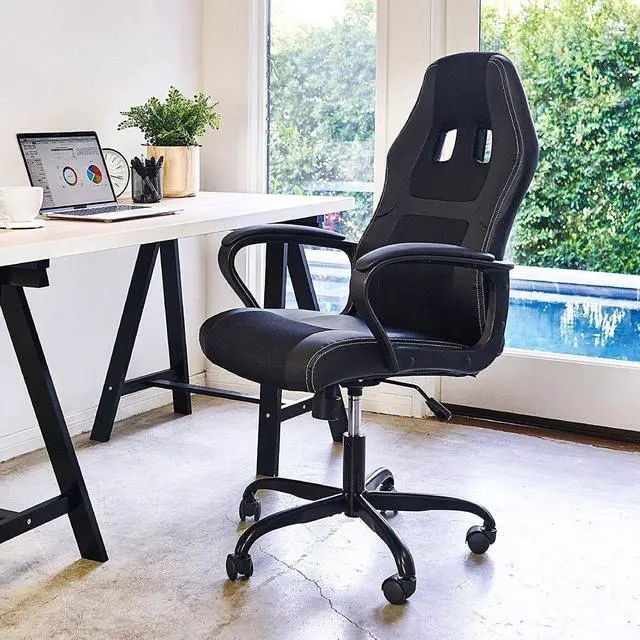 Alt view image 2 of 5 - Office Chair Gaming Desk Racing Gaming Chair, PC Gaming Ergonomic Racing Heavy Duty Office Video Game Chair, PU Leather Racing Chair for Home Office Computer Gaming Chairs Video Game Chairs - Black